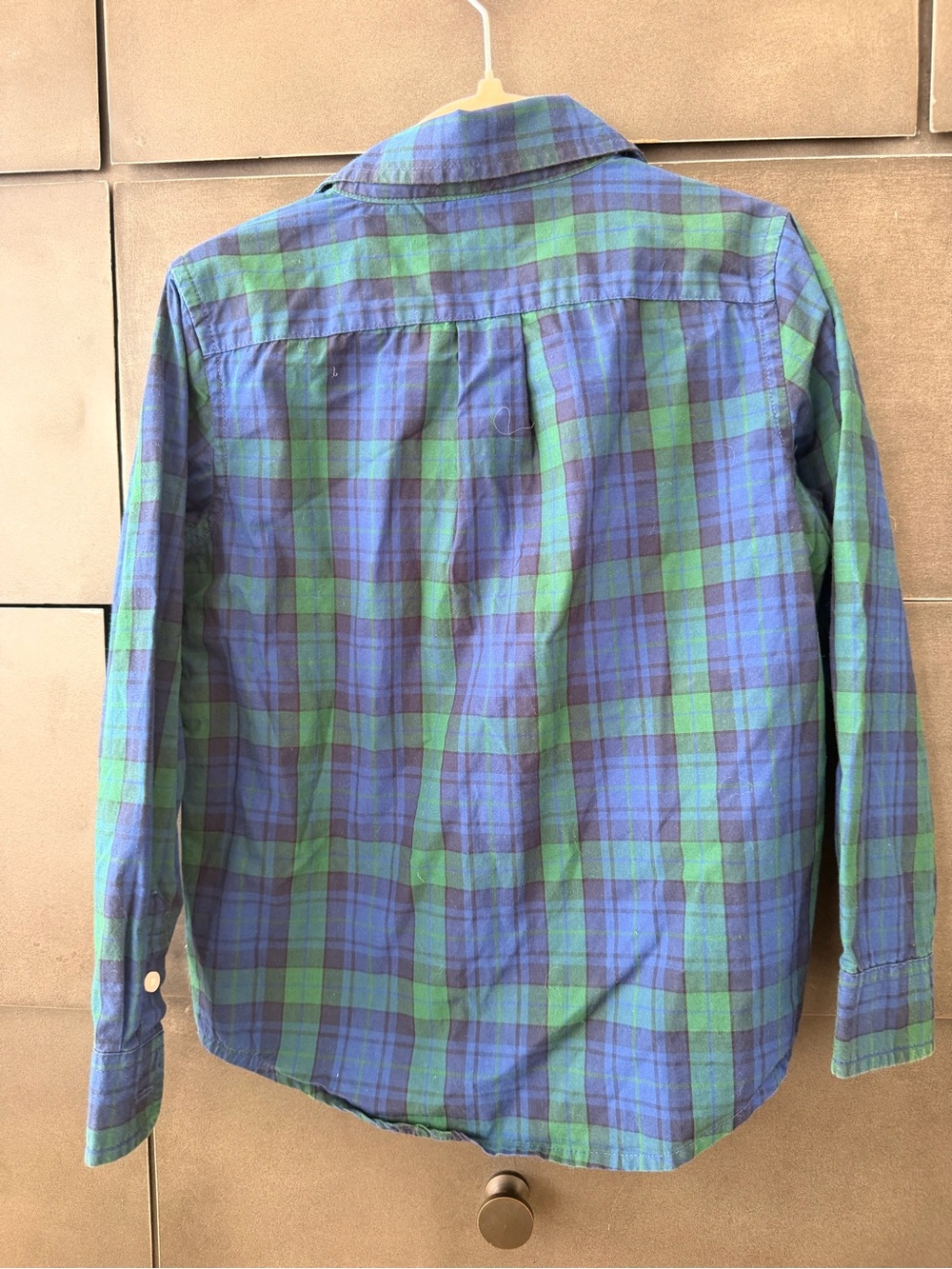 Janie and Jack Blue and Green Plaid Button-Down Shirt - Picture 4 of 5